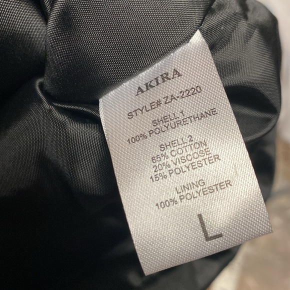 AKIRA NWOT M & L 2-in-1 faux black leather and denim moto riding on trend jacket - Picture 8 of 9